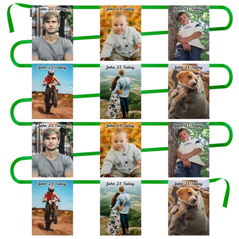 - 5 Metres with 12 Rectangle Flags (28cm) Mock Suede Polyester Fabric (Optional Personalised Gift Text)