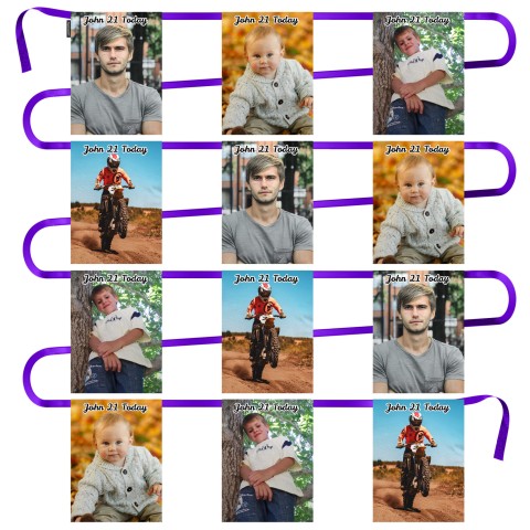 - 5 Metres with 12 Rectangle Flags (28cm) Mock Suede Polyester Fabric (Optional Personalised Gift Text)