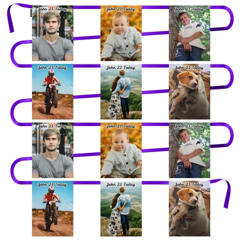 - 5 Metres with 12 Rectangle Flags (28cm) Mock Suede Polyester Fabric (Optional Personalised Gift Text)