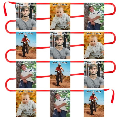 - 5 Metres with 12 Rectangle Flags (28cm) Mock Suede Polyester Fabric (Optional Personalised Gift Text)