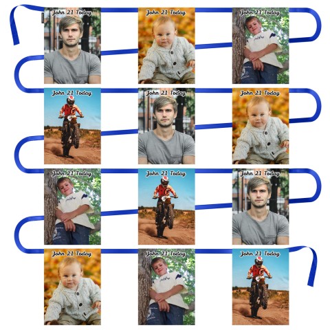 - 5 Metres with 12 Rectangle Flags (28cm) Mock Suede Polyester Fabric (Optional Personalised Gift Text)