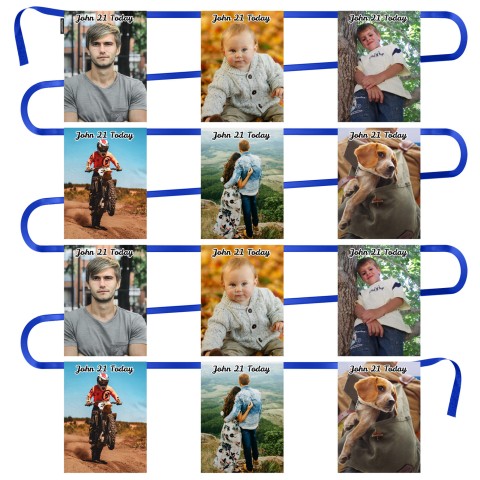 - 5 Metres with 12 Rectangle Flags (28cm) Mock Suede Polyester Fabric (Optional Personalised Gift Text)