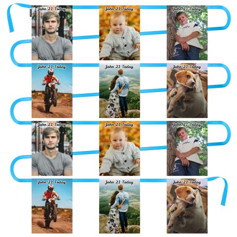 - 5 Metres with 12 Rectangle Flags (28cm) Mock Suede Polyester Fabric (Optional Personalised Gift Text)