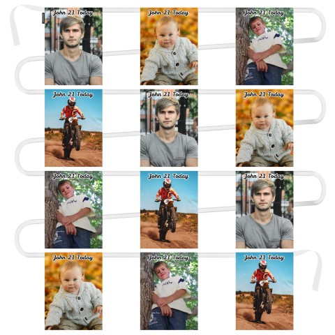 - 5 Metres with 12 Rectangle Flags (28cm) Mock Suede Polyester Fabric (Optional Personalised Gift Text)