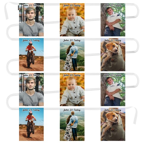 - 5 Metres with 12 Rectangle Flags (28cm) Mock Suede Polyester Fabric (Optional Personalised Gift Text)