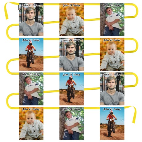 - 5 Metres with 12 Rectangle Flags (28cm) Mock Suede Polyester Fabric (Optional Personalised Gift Text)