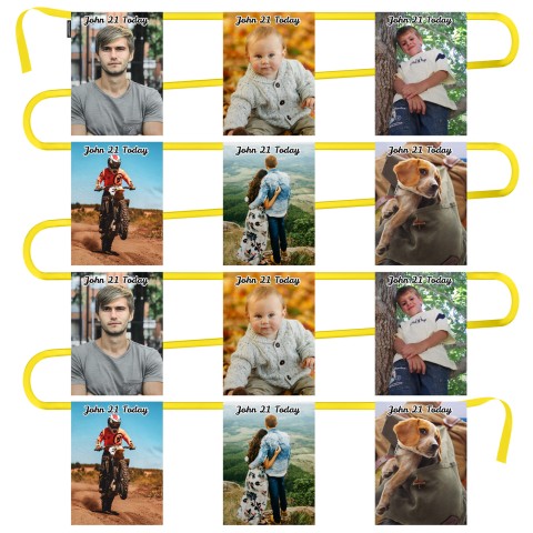 - 5 Metres with 12 Rectangle Flags (28cm) Mock Suede Polyester Fabric (Optional Personalised Gift Text)
