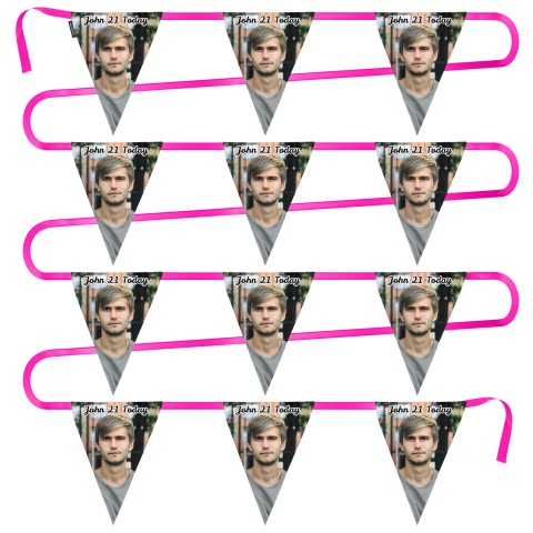 - 5 Metres with 12 Triangle Flags (28cm) Mock Suede Polyester Fabric (Optional Personalised Gift Text)