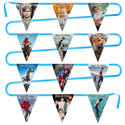 - 5 Metres with 12 Triangle Flags (28cm) Mock Suede Polyester Fabric (Optional Personalised Gift Text)