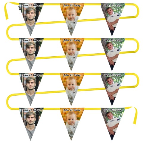 - 5 Metres with 12 Triangle Flags (28cm) Mock Suede Polyester Fabric (Optional Personalised Gift Text)