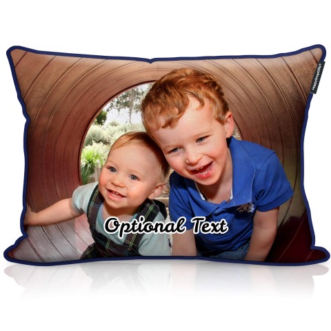 (57cm x 40cm) - Navy Blue Cotton Fabric with Removable Cover (Zip) (Optional Personalised Gift Text)