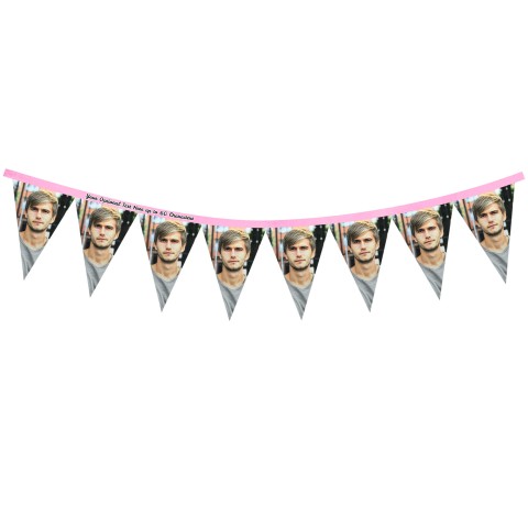 - 1 Metre with 8 Flags (20cm) - Baby Pink Mock Suede Polyester Fabric (Personalised with Text)