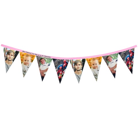 - 1 Metre with 8 Flags (20cm) - Baby Pink Mock Suede Polyester Fabric (Personalised with Text)