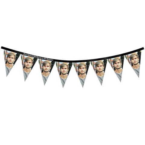 - 1 Metre with 8 Flags (20cm) - Black Mock Suede Polyester Fabric (Personalised with Text)