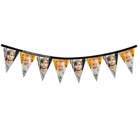 - 1 Metre with 8 Flags (20cm) - Black Mock Suede Polyester Fabric (Personalised with Text)