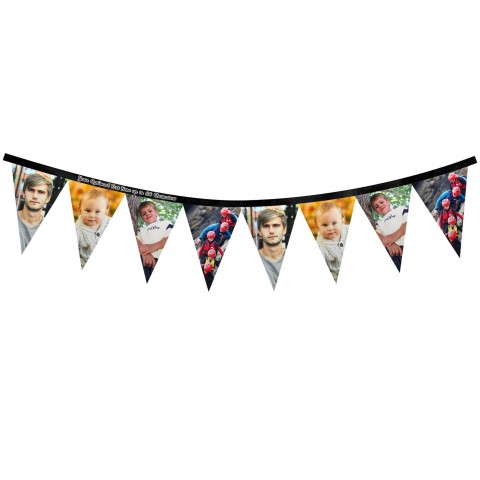 - 1 Metre with 8 Flags (20cm) - Black Mock Suede Polyester Fabric (Personalised with Text)