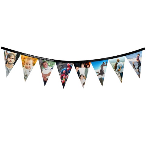 - 1 Metre with 8 Flags (20cm) - Black Mock Suede Polyester Fabric (Personalised with Text)