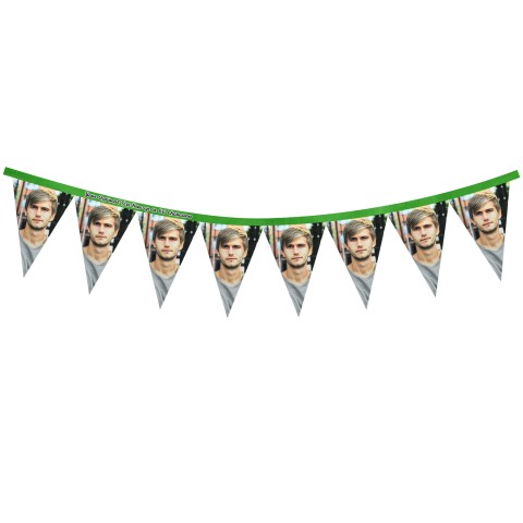 - 1 Metre with 8 Flags (20cm) - Bright Green Mock Suede Polyester Fabric (Personalised with Text)