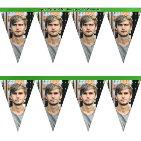 - 1 Metre with 8 Flags (20cm) Bright Green Mock Suede Polyester Fabric (Optional Personalised Gift Text)