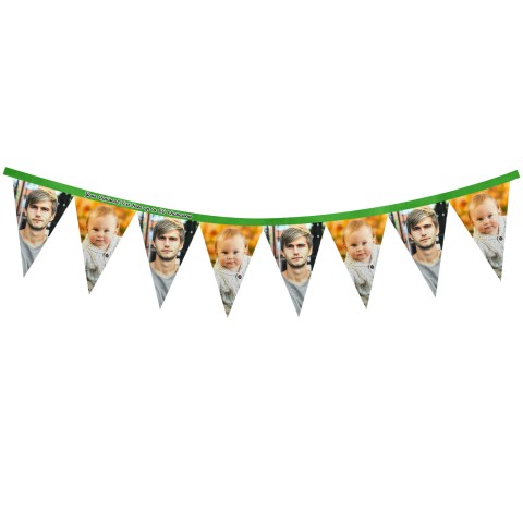 - 1 Metre with 8 Flags (20cm) - Bright Green Mock Suede Polyester Fabric (Personalised with Text)