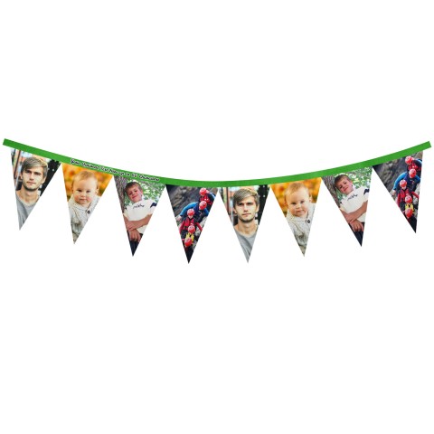 - 1 Metre with 8 Flags (20cm) - Bright Green Mock Suede Polyester Fabric (Personalised with Text)