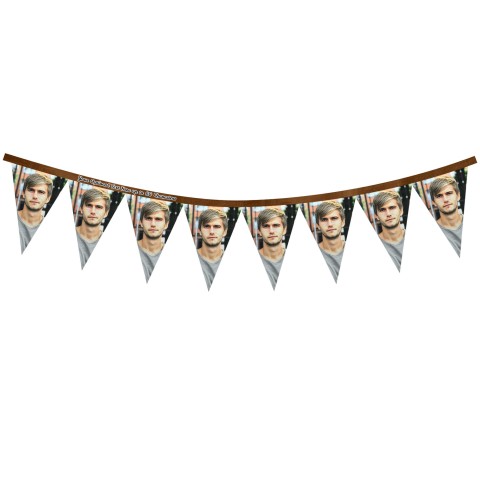 - 1 Metre with 8 Flags (20cm) Brown Mock Suede Polyester Fabric (Personalised with Text)