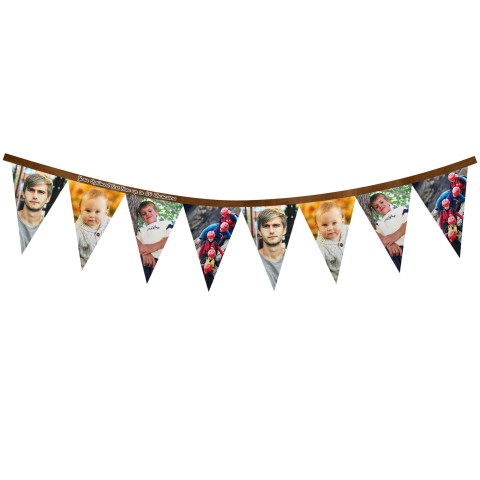 - 1 Metre with 8 Flags (20cm) Brown Mock Suede Polyester Fabric (Personalised with Text)