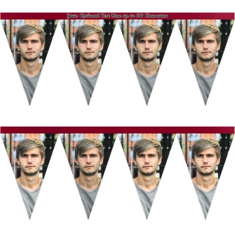 - 1 Metre with 8 Flags (20cm) Burgundy Mock Suede Polyester Fabric (Optional Personalised Gift Text)