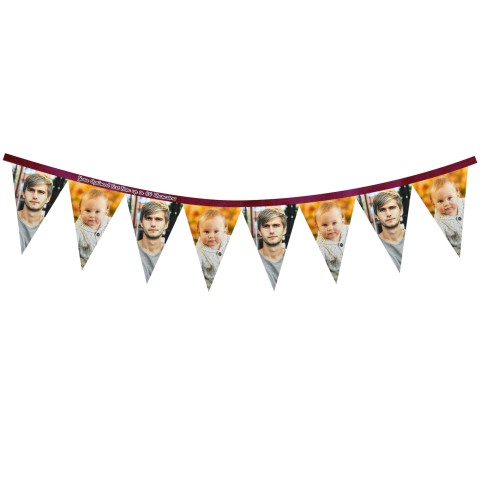 - 1 Metre with 8 Flags (20cm) Burgundy Mock Suede Polyester Fabric (Personalised with Text)