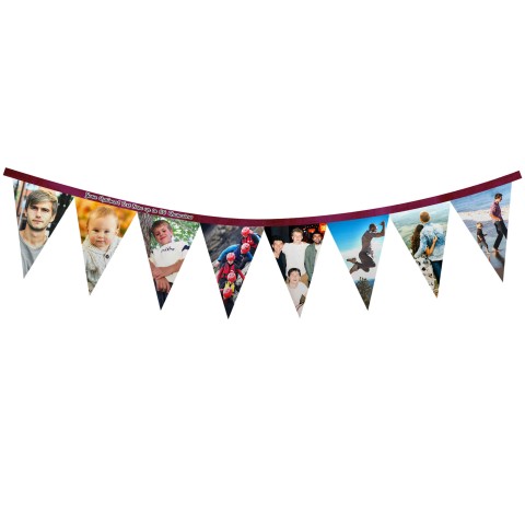 - 1 Metre with 8 Flags (20cm) Burgundy Mock Suede Polyester Fabric (Personalised with Text)