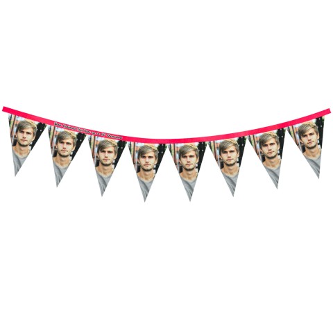 - 1 Metre with 8 Flags (20cm) - Fuchsia Pink Mock Suede Polyester Fabric (Personalised with Text)