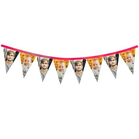 - 1 Metre with 8 Flags (20cm) - Fuchsia Pink Mock Suede Polyester Fabric (Personalised with Text)