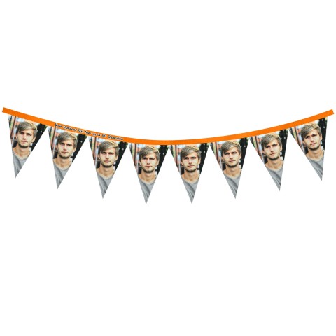 - 1 Metre with 8 Flags (20cm) - Orange Mock Suede Polyester Fabric (Personalised with Text)