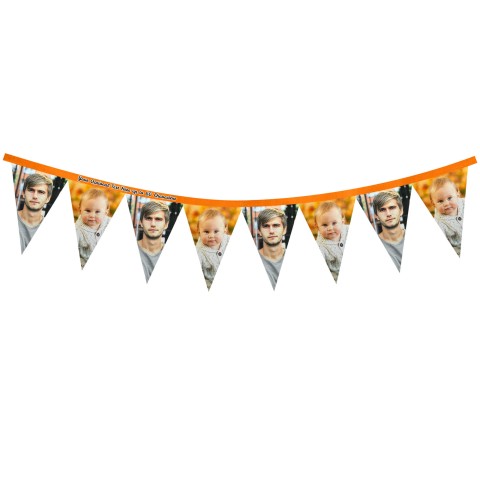 - 1 Metre with 8 Flags (20cm) - Orange Mock Suede Polyester Fabric (Personalised with Text)