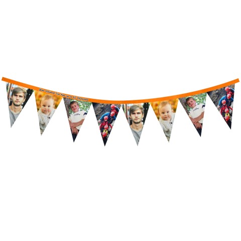 - 1 Metre with 8 Flags (20cm) - Orange Mock Suede Polyester Fabric (Personalised with Text)