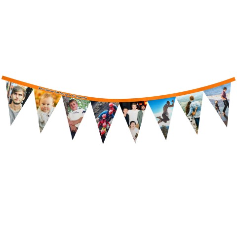 - 1 Metre with 8 Flags (20cm) - Orange Mock Suede Polyester Fabric (Personalised with Text)