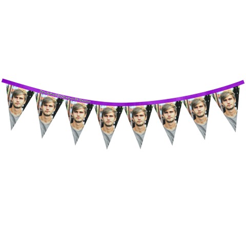 - 1 Metre with 8 Flags (20cm) - Purple Mock Suede Polyester Fabric (Personalised with Text)