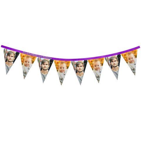 - 1 Metre with 8 Flags (20cm) - Purple Mock Suede Polyester Fabric (Personalised with Text)