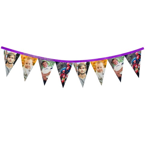 - 1 Metre with 8 Flags (20cm) - Purple Mock Suede Polyester Fabric (Personalised with Text)