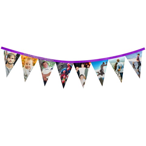 - 1 Metre with 8 Flags (20cm) - Purple Mock Suede Polyester Fabric (Personalised with Text)