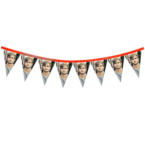 - 1 Metre with 8 Flags (20cm) - Red Mock Suede Polyester Fabric (Personalised with Text)