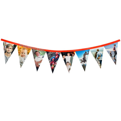 - 1 Metre with 8 Flags (20cm) - Red Mock Suede Polyester Fabric (Personalised with Text)