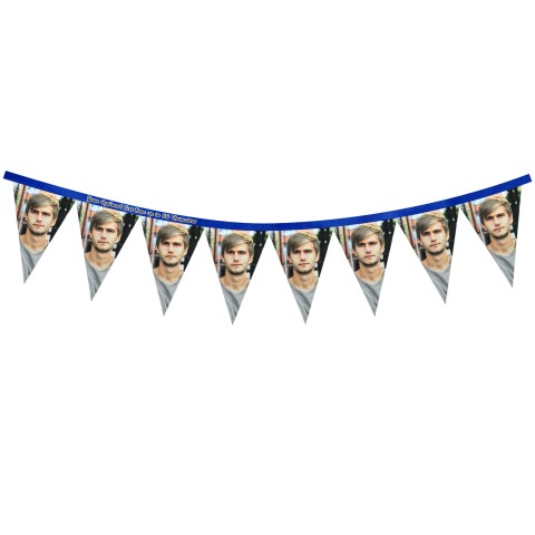 - 1 Metre with 8 Flags (20cm) - Royal Blue Mock Suede Polyester Fabric (Personalised with Text)