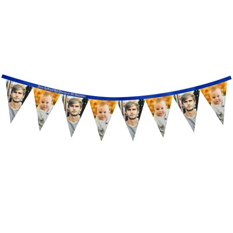 - 1 Metre with 8 Flags (20cm) - Royal Blue Mock Suede Polyester Fabric (Personalised with Text)