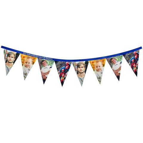 - 1 Metre with 8 Flags (20cm) - Royal Blue Mock Suede Polyester Fabric (Personalised with Text)