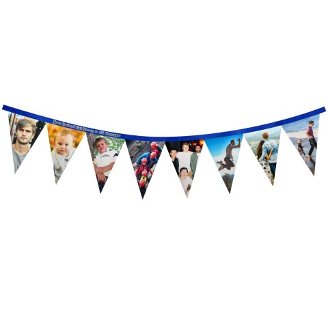 - 1 Metre with 8 Flags (20cm) - Royal Blue Mock Suede Polyester Fabric (Personalised with Text)