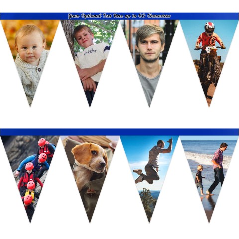 - 1 Metre with 8 Flags (20cm) Royal Blue Mock Suede Polyester Fabric (Optional Personalised Gift Text)