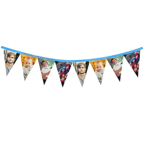 - 1 Metre with 8 Flags (20cm) - Sky Blue Mock Suede Polyester Fabric (Personalised with Text)