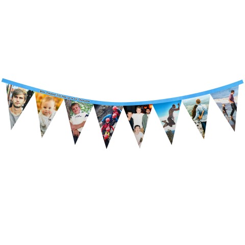 - 1 Metre with 8 Flags (20cm) - Sky Blue Mock Suede Polyester Fabric (Personalised with Text)