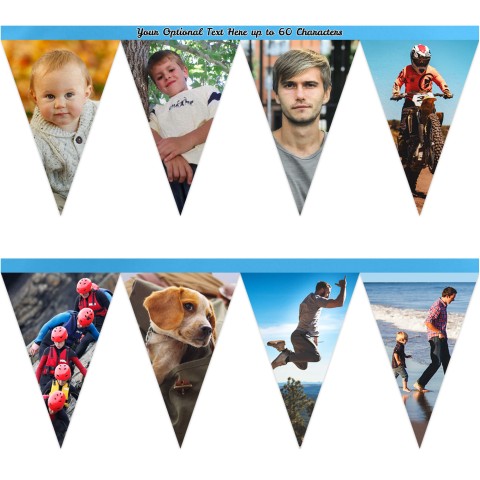 - 1 Metre with 8 Flags (20cm) Sky Blue Mock Suede Polyester Fabric (Optional Personalised Gift Text)